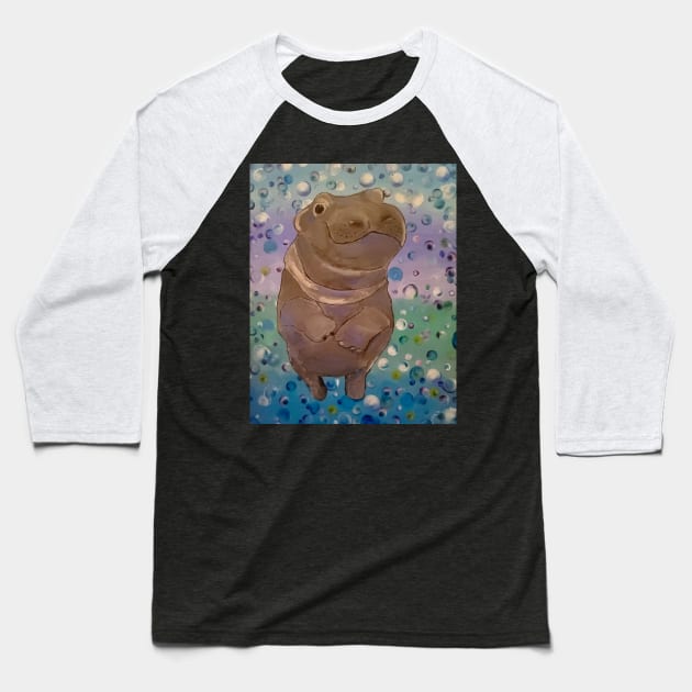 Henrietta Hippo Baseball T-Shirt by WensINK